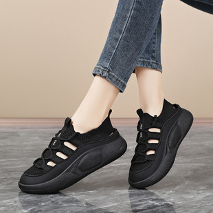 Baotou Slippers Women's Outer Wear 2025 New Summer Mesh Hollow Casual sneaker Lazy Half-Slip Platform Shoes