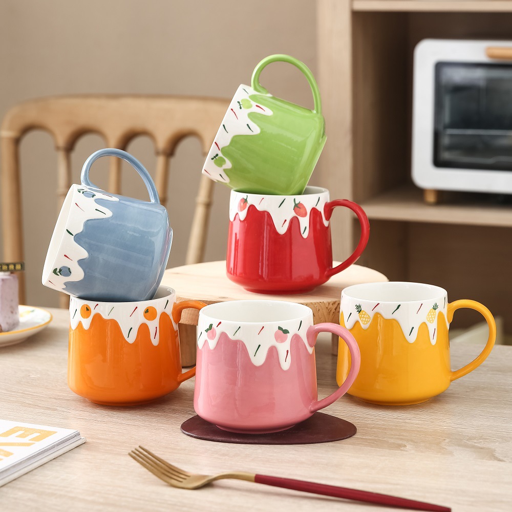 Hand-painted Underglaze Porcelain Office Ceramic Cup with Creative and High-Quality Design, Instagrammable Cute Breakfast Mug