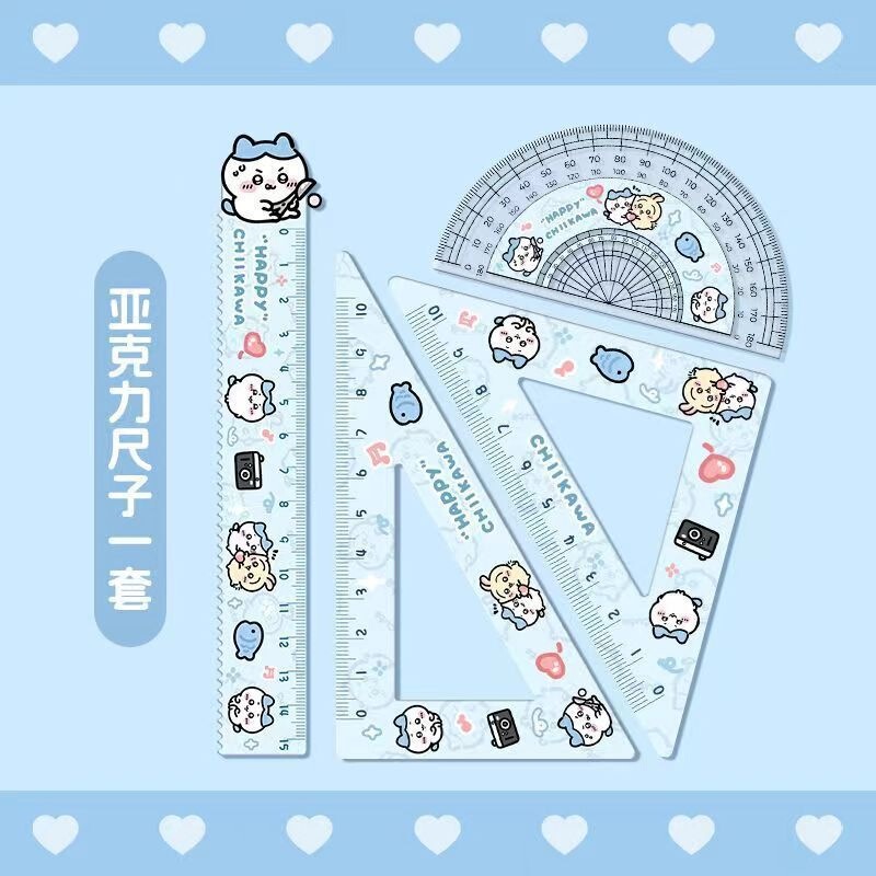 新しい Jiyikawa 定規セット アクリル製 小学校用品 高価値 15cm 定規 三角定規|undefined