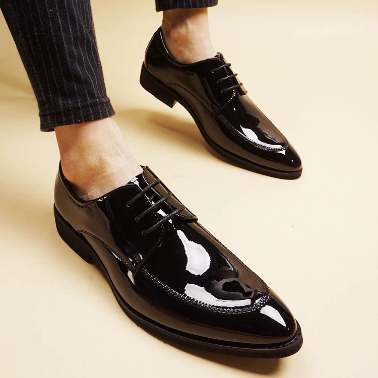 Весенние новые модные кожаные туфли в корейском стиле для мужчин, ультраострые повседневные туфли, простые свадебные туфли с внутренним увеличением для парикмахеров