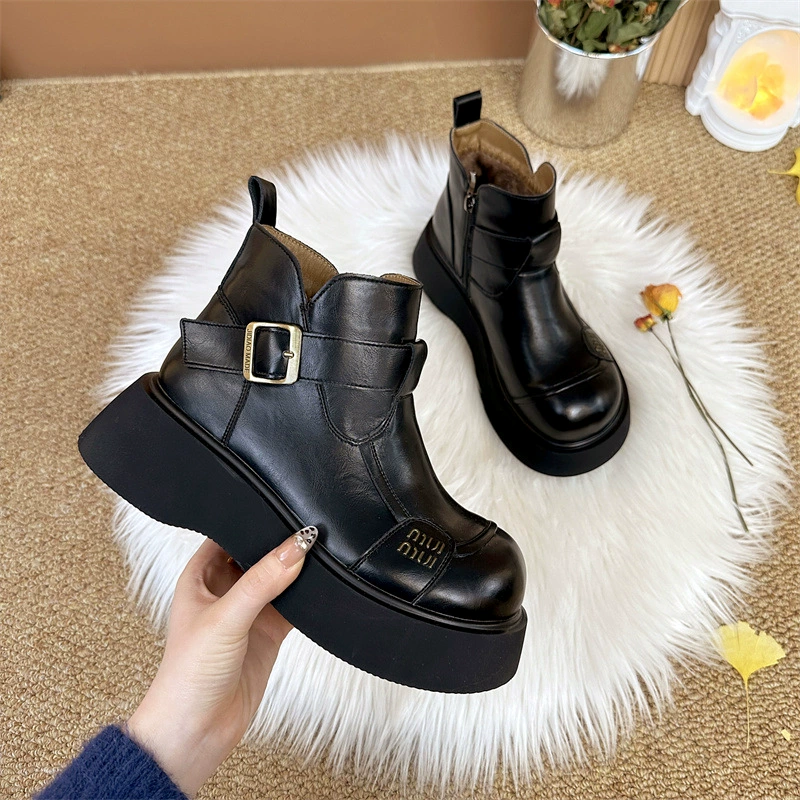 Martens, зимние полусапожки на платформе, теплые, английский стиль, приталенные