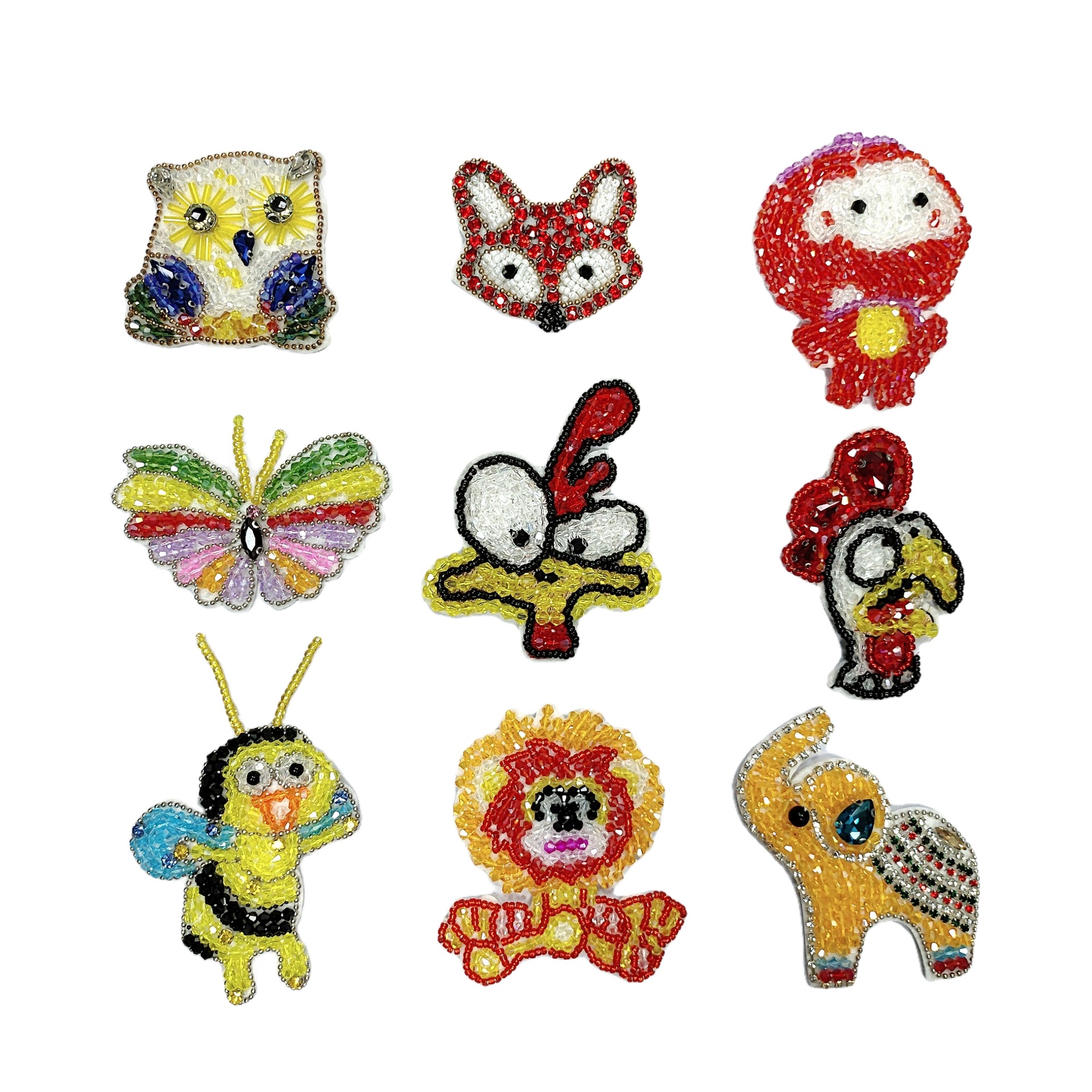 小动物图案手工钉珠布贴包包装饰衣服裤子贴布绣补丁贴批发