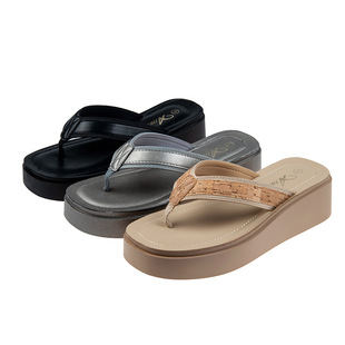 Thick-soled flip-flops women's outer wear new European and American mid-heel soft-soled platform shoes flip-flops flip-flops flip-flops beach sandals