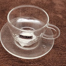 奇高玻璃茶具茶杯带把透明茶杯配茶盘清香杯组清香杯牛奶杯咖啡杯