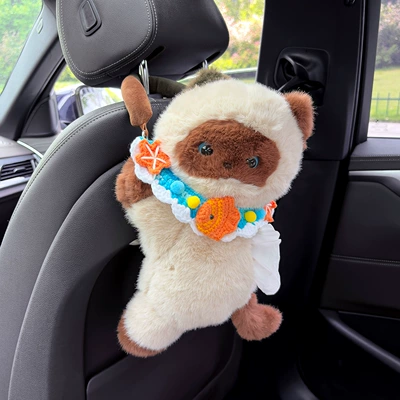 toy hanging bag, Car tissue box/set - little-fish-blue-bib-stylesiamese-cat-tissue-holder