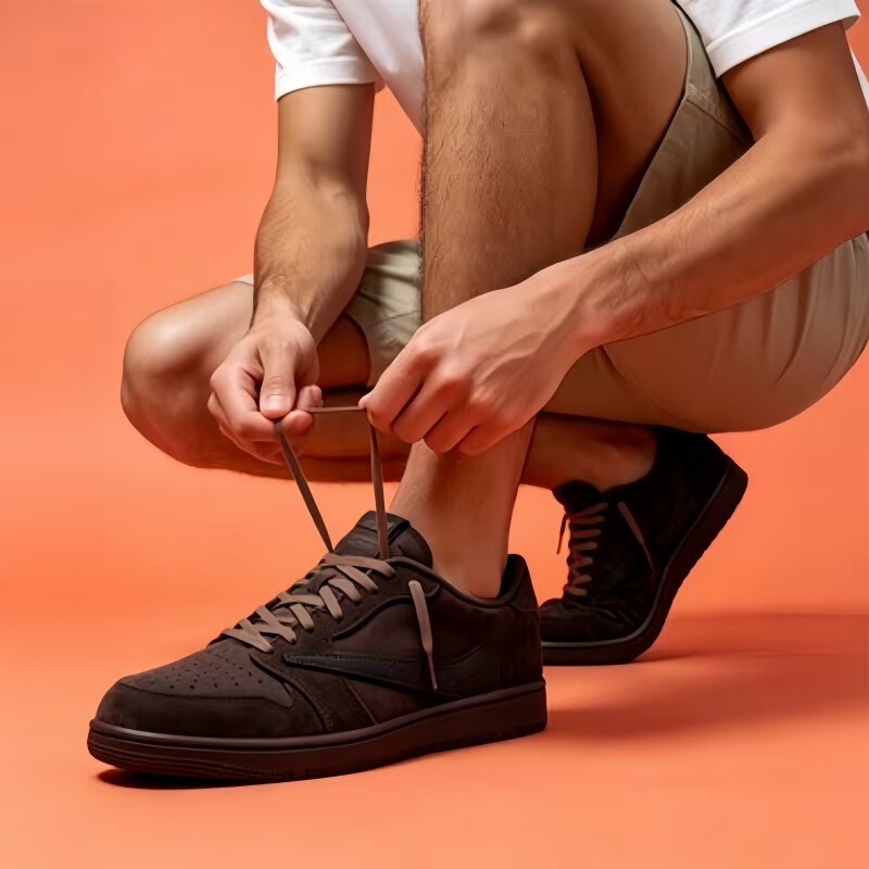 Cross-Border Source Factory Low-Top Aj1 Lightning Reverse Hook Basketball Shoes, Deep Brown Couple's Fujiwara Collaboration Genuine Leather Sneakers Cross-Border Source Factory Low-Top Aj1 Lightning Reverse Hook Basketball Shoes, Deep Brown Couple's Fujiwara Collaboration Genuine Leather Sneakers