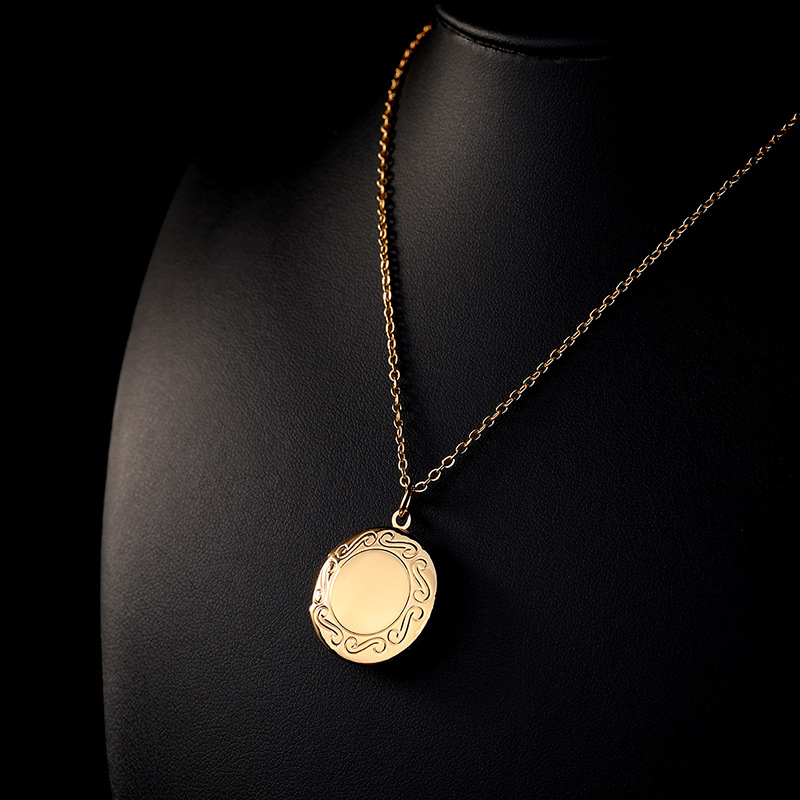 Titanium Steel, Copper Chain Material 1 Piece Quantity Titanium Steel Copper 18K Gold Plated White Gold Plated Plating Round Locket Necklace