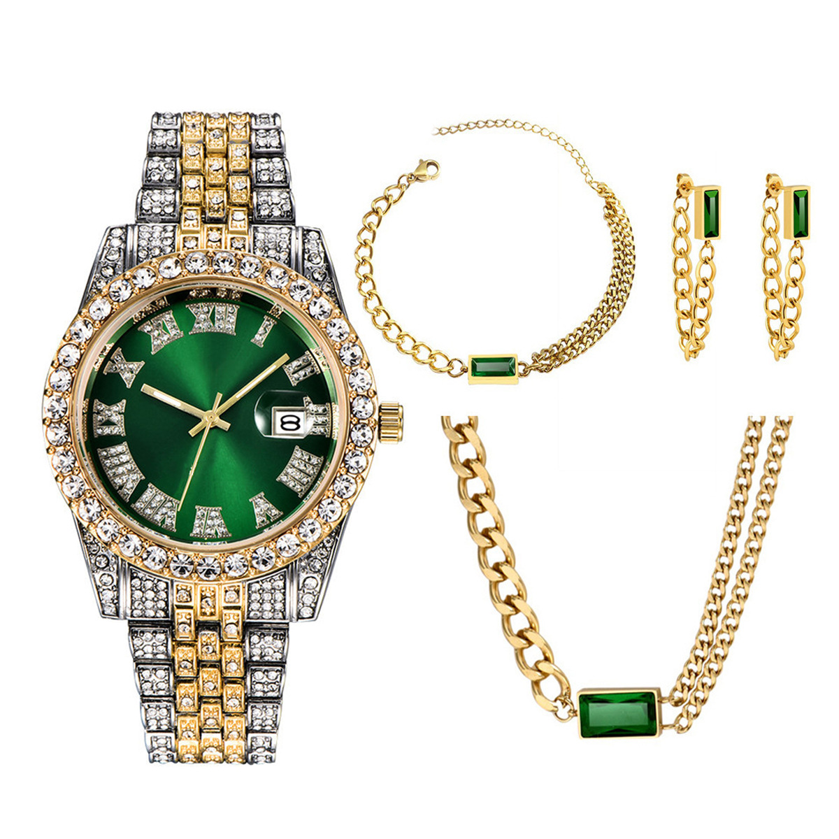 Nuovo set di orologi da donna Set di unghie con bracciale, collana e orologio da donna alla moda e versatile_voghion.com