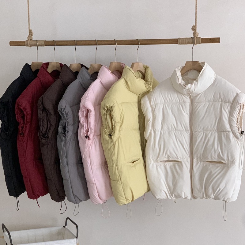 2025 otoño y invierno nuevos productos de algodón de cuello vertical chaleco de mujer corto color caramelo de mujer chaleco de algodón coreano sin mangas hombros de algodón image 2