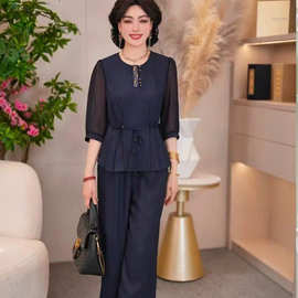 2026新款妈妈装春夏时尚套装气质中年女装宽松两件套显瘦上衣裤子