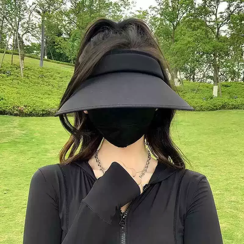 UPF50+防晒帽女款防紫外线夏季加大帽檐空顶遮阳帽子uv冰丝太阳帽