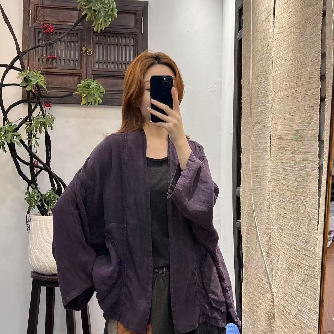 Retro jacket, spring long-sleeve for leisure, oversize
