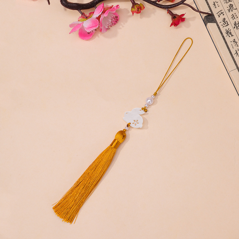中秋节醋酸白玉兔子流苏流苏吊坠古风汉服旗袍腰佩压襟服装辅料|undefined