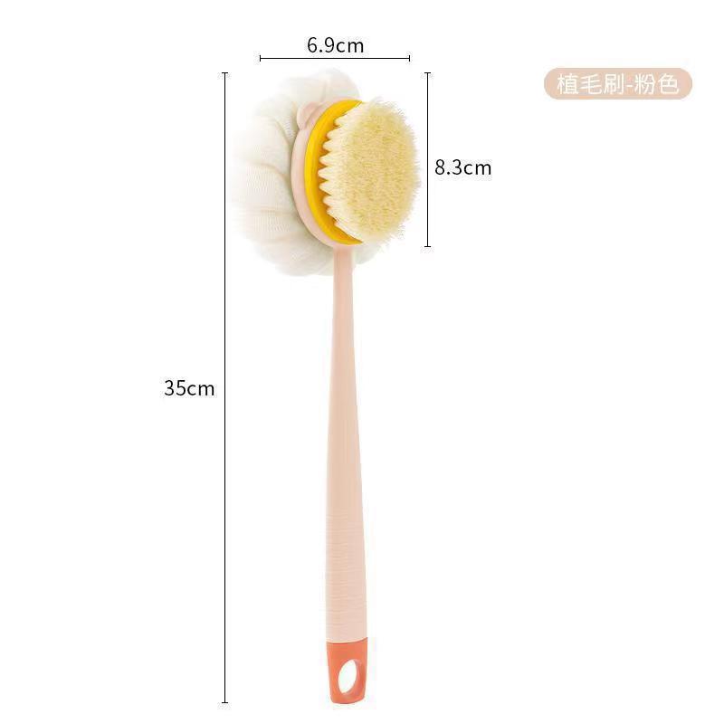 長柄バスブラシ、家庭用バスボール、背中こすりバスタオル、バスブラシ、柔らかい毛の背中こすり泥ブラシ|undefined