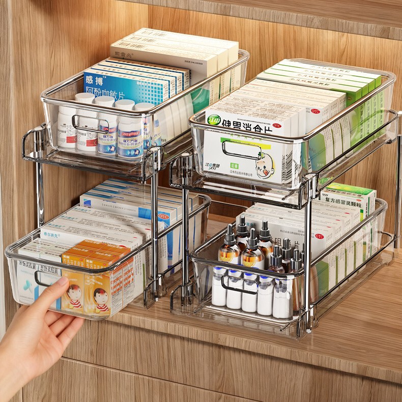 Medicine storage box, pull-out type home medicine cabinet, medicine organizer, emergency infusion medicine box, household medicine layered rack