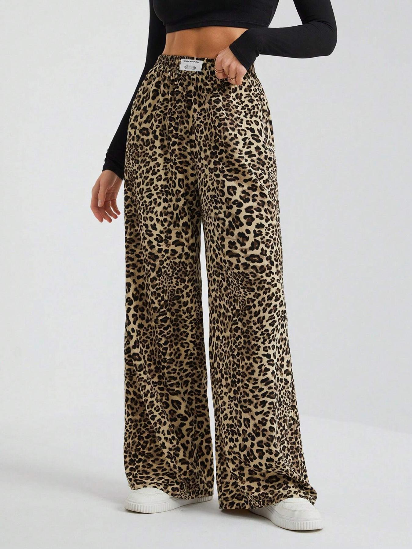 Vida byxor för kvinnor med leopardmönster höst och vinter_voghion.com