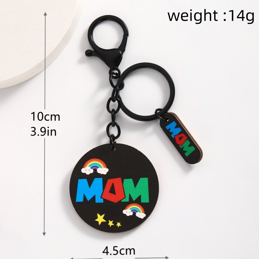17g Weight Cute Letter Rainbow Wood Mother'S Day Father'S Day Unisex Keychain