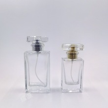 透明亚克力盖卡口30ml50ML香水喷雾玻璃瓶扁方形化妆品分装瓶 子