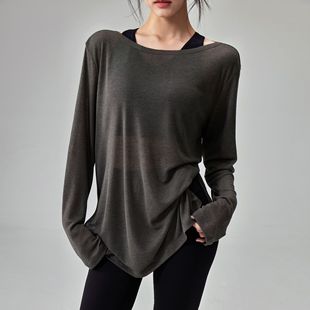 Sports Tops for Women, Loose, Slimming Look, Breathable Fitness Clothes, Long-Sleeved T-Shirts, Yoga Clothes, Running Large Size Blouses, New Styles