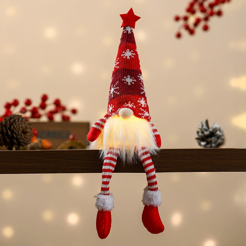 Christmas Sitting/Legged Doll with Light for Elderly, 18×10×5 cm, LR41 Battery Built-in