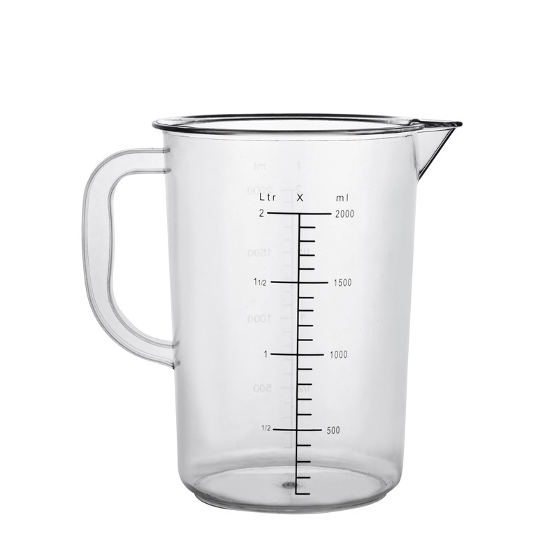 Taza medidora de escala de línea negra de acrílico Taza medidora de PC Taza medidora transparente de gran capacidad con mango Taza medidora de catering para hornear té