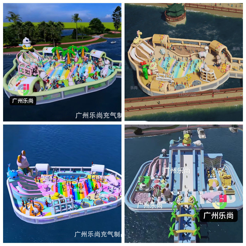 Inflatable Water Castle, Lake Floating Island, Large Slide, Trampoline, Ocean Ball, Bouncing Cloud, Children's Water Park