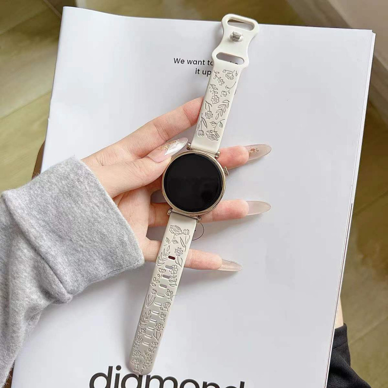 Suitable for Huawei Gt5 Watch Strap New Silicone Gt3Gt4 Pattern Watch4/3Pro Samsung Watch Strap for Women