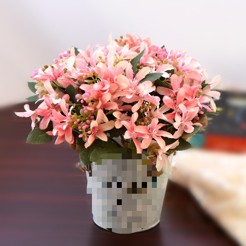 Flores falsas Decoración de arreglo floral de arte de hierro americano Ramo falso Planta pequeña en maceta Mesa de comedor Decoración de la sala de estar Decoración Flor de seda de plástico