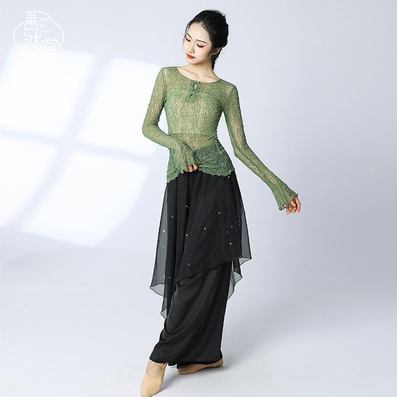 Shanrantang 2025 New Summer Modern Dance Clothing Classical Dance Practice Clothing Elegant Gauze Top Performance Clothing