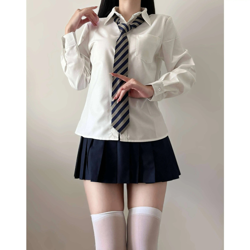 学院风jk衬衫女夏季基础款日系学生百搭毕业校服班服白色短袖衬衣|undefined
