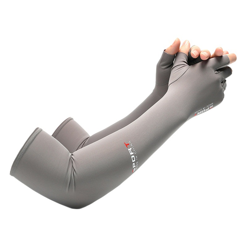 Protección solar manga de hielo para hombres y mujeres guantes de seda de hielo de verano pesca para llevar dos dedos Protección UV alargada delgada manga de hielo para montar