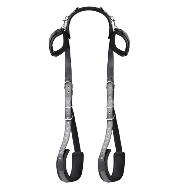 Split-Leg Restraint Strap Set with Hand Cuffs and Black Mouth Gag, PVC, Adult — detail image 3