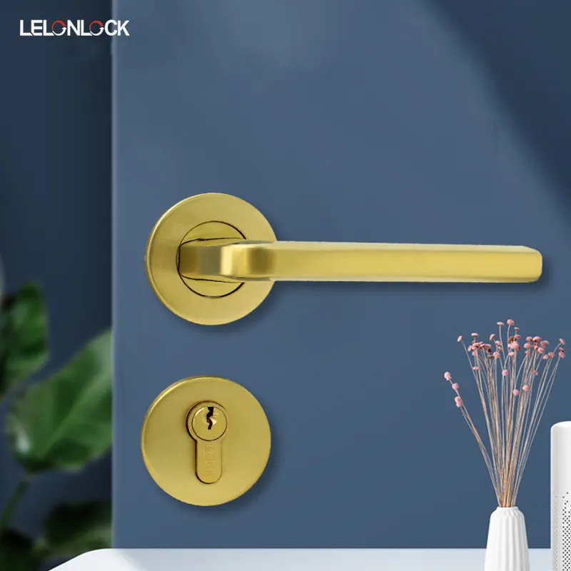 Estándar europeo acero inoxidable 304 manija dividida cerradura de puerta habitación puerta de baño cerradura de manija puerta interior mecánica cerradura de puerta de madera maciza