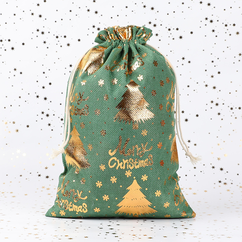 クロスボーダー Amazon ホットスタンピング クリスマス コットンとリネン バンドル ポケット クリスマス ギフト ギフトバッグ 装飾 クリスマスバッグ|undefined