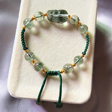 绿幽灵貔貅手链纯手工编织手绳女款民族风皮休水晶手串批发