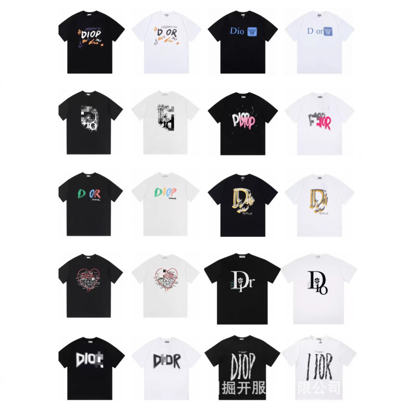 クロスボーダー 25ssCD ホームファッションブランド春夏新作落書きペイントレタープリントユニセックス純綿半袖Tシャツ|undefined