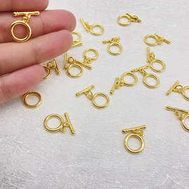 圆形新款铜镀18K真金光面OT卡扣连接扣手链项链尾链扣DIY饰品配件