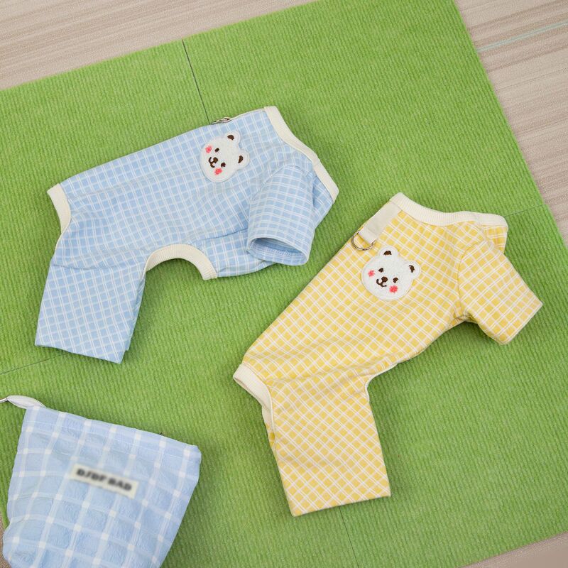 狗衣服宠物服装小型犬四腿猫咪秋冬保暖舒适25德绒格子家居服|undefined