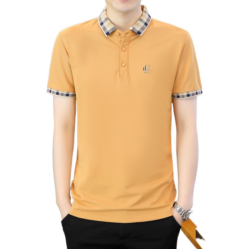 Camiseta de manga corta con solapa de diamantes calientes con cuello a cuadros 2024 verano nueva camisa POLO para jóvenes de manga corta principal