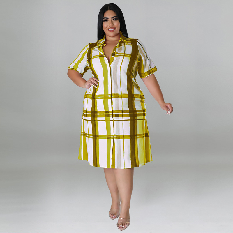Plus Size Damen Karohemd Kurzarm Freizeit Bluse Oberteil_voghion.com