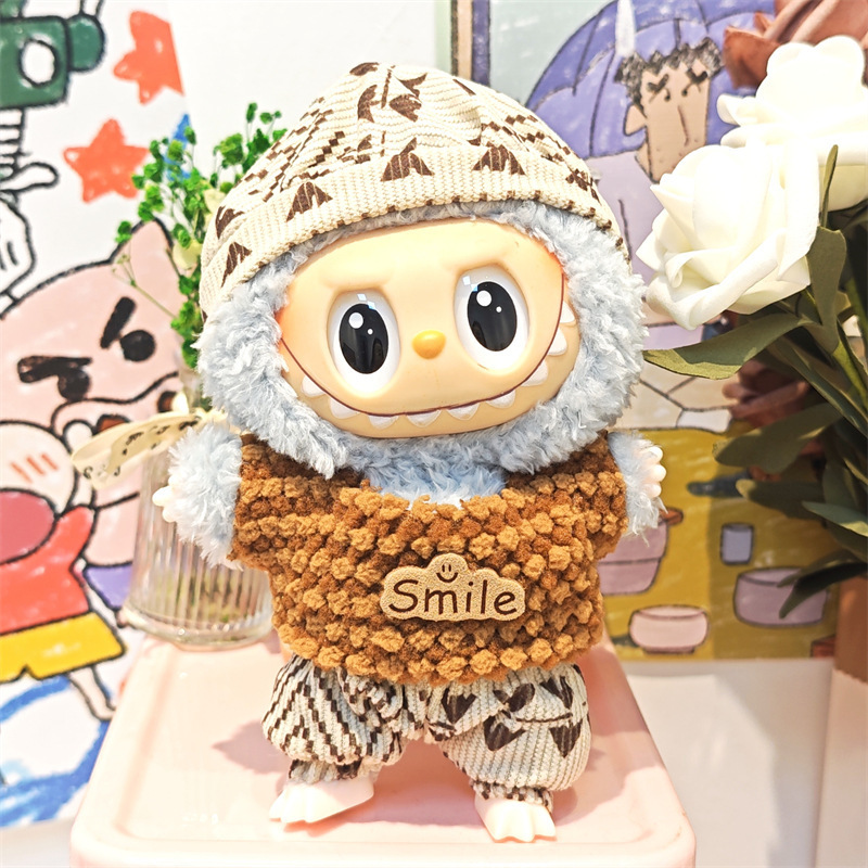 Labubu ベビー服ビニールラブブ 17 センチメートル人形かわいいドレスアップカジュアルスーツスカートぬいぐるみ服|undefined