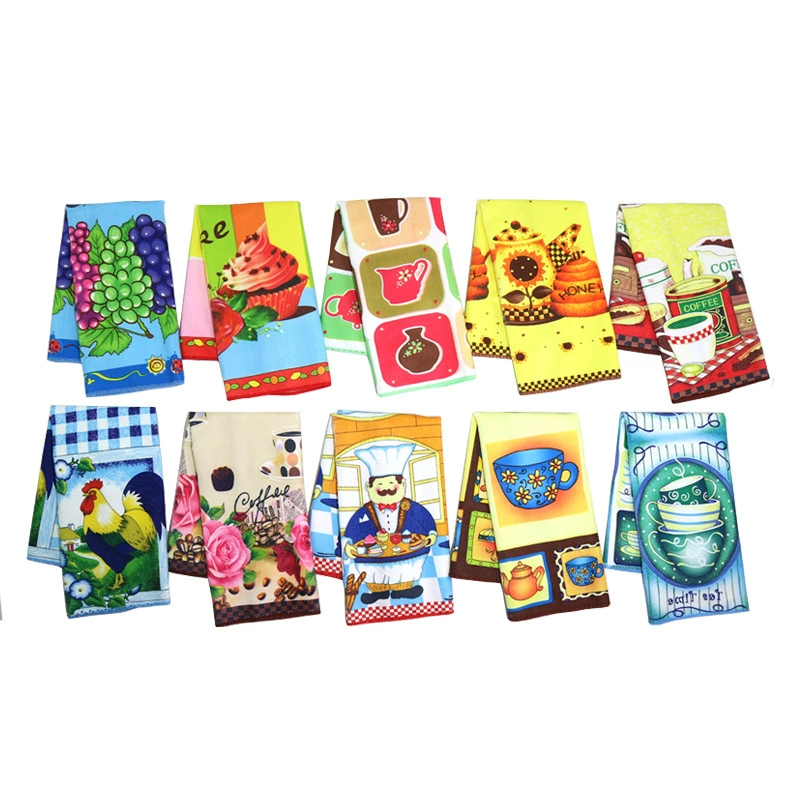 Трансграничная наклейка для внешней торговли Термографитное чайное полотенце с печатным чайным полотенцем Чайное полотенце с цифровым печатным чайным полотенцем