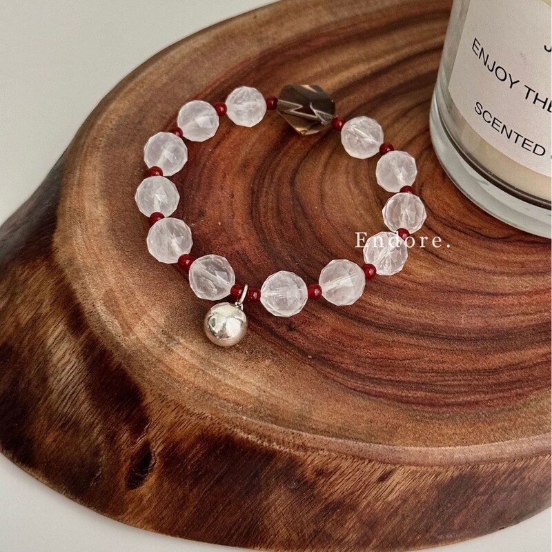 S925 Sterling Silver Ball Pendant Natural Citrine White Crystal Bracelet Niche Personality 2026 New Style Simple Hand Jewelry