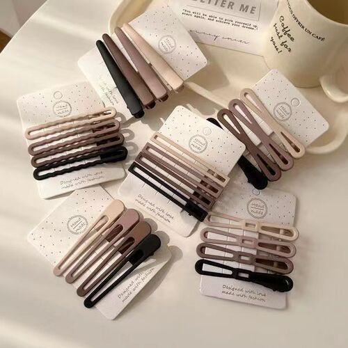 Internet celebrity milk coffee color duckbill clip large bangs clip temperament side broken hair one-word hair accessories hair clip on the back of the head