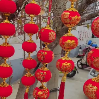 济宁年年旺源头厂家大红印花灯笼串春节开业节日喜庆挂件现货批发