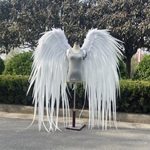 新款白色天使翅膀舞蹈道具天鹅仿真羽毛影楼拍摄写真cos装饰用具