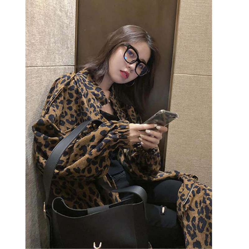 美式豹纹气质风衣女中长款秋季新款潮流韩版宽松工装长袖外套百搭|undefined