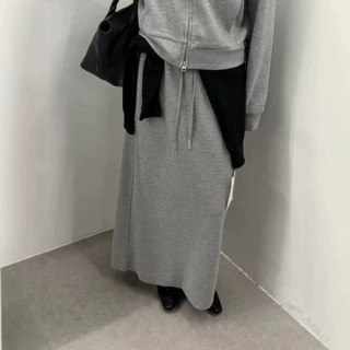 6UP韩系老钱抽绳垂坠感半身裙A字版型慵懒卫衣长裙批发拿货61303