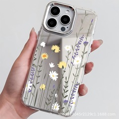 花丛系列电镀镜头iPhone16promax/15plus/14/13苹果12手机镜面壳