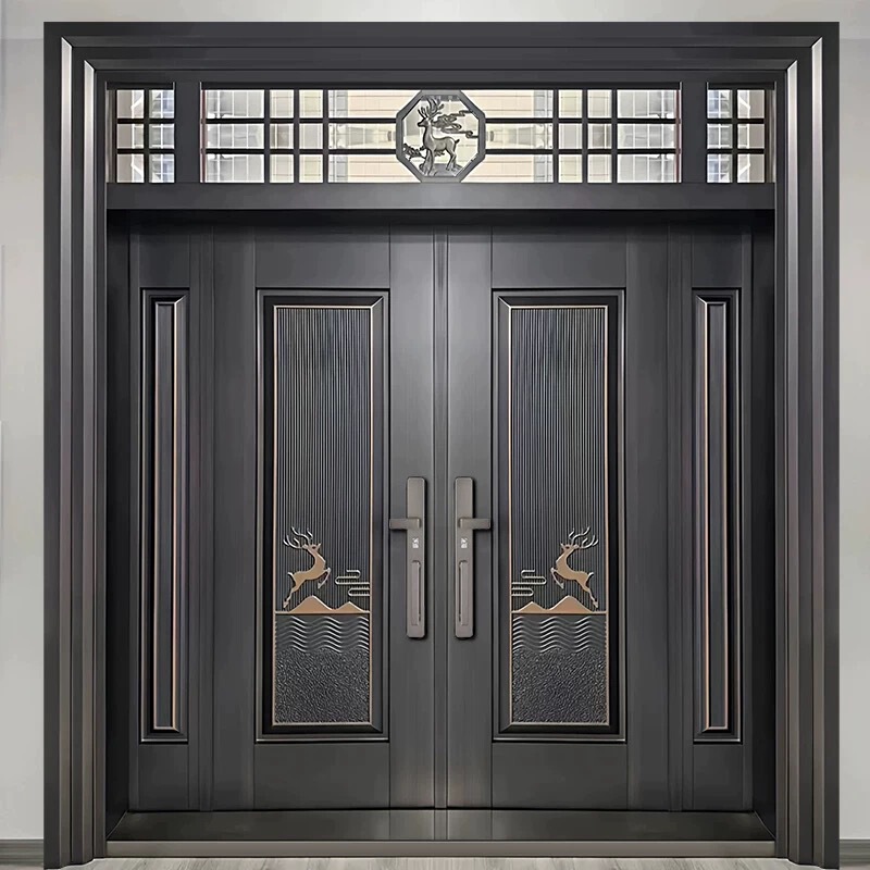 Zinc Alloy Villa Door, Rural Self-Built House Entrance Door, Country Entry Door, Household Main Hall Double Door Zinc Alloy Villa Door, Rural Self-Built House Entrance Door, Country Entry Door, Household Main Hall Double Door